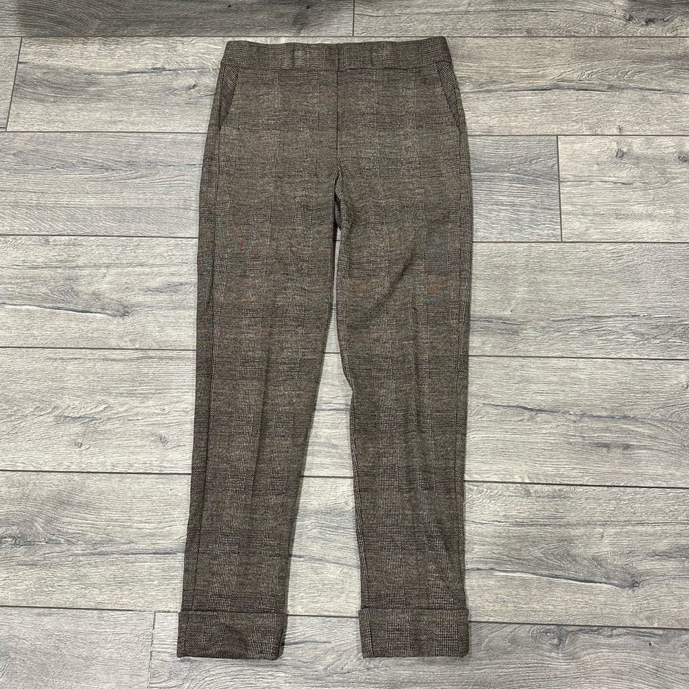 • D. Exterior • Made in Italy Women’s Checkered Print Cuffed Pants Brown 10